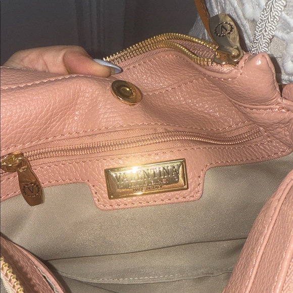 Valentina Genuine Leather Pink and Brown Crossbody Bag - Picture 7 of 10